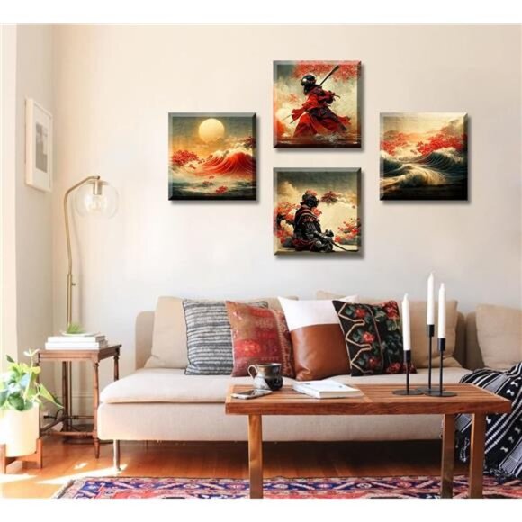 Japanese Wall Art Japanese Armored Samurai art Painting Anime Posters Wall Decor